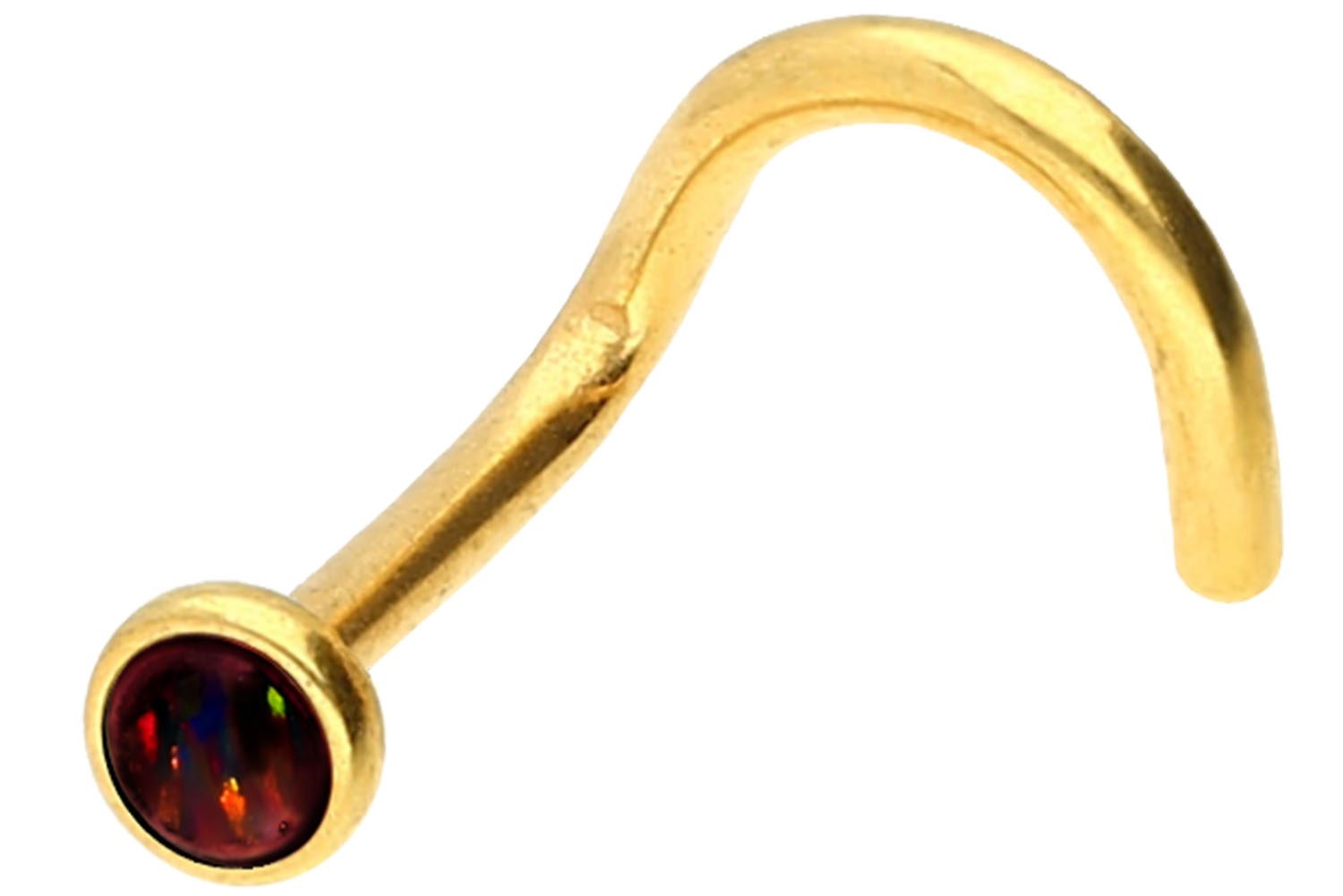 Chirurgenstahl Nasenstecker Nasenpiercing Spirale DISC + SYNTHETISCHER OPAL ++SALE++